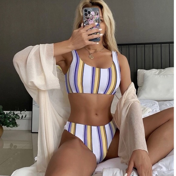 Stripe Bikini Swimsuit - Picture 1 of 3